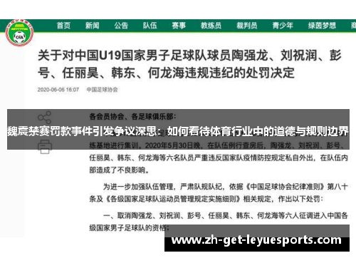 魏震禁赛罚款事件引发争议深思：如何看待体育行业中的道德与规则边界